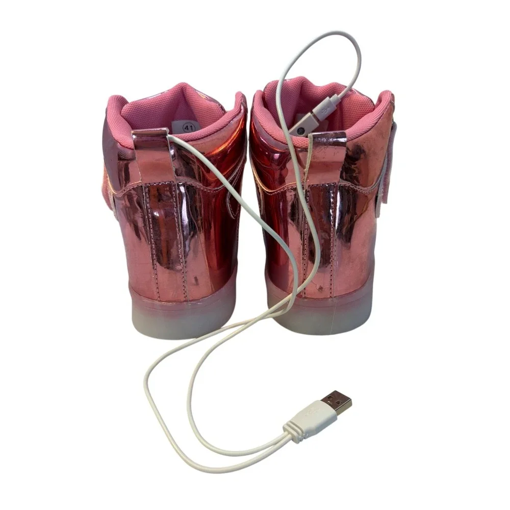 Aptesol Pink Metallic LED Light Up High Top Sneakers Womens‎ Size 10 EU 41 NWT